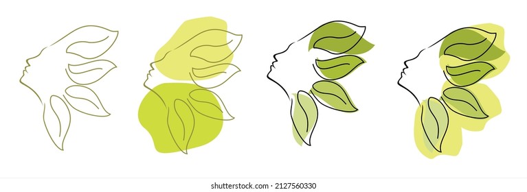 
girl face profile logo in the form of a flower