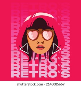  Girl Face Retro Style suitable to T-shirt Design