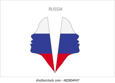 Girl face with RUSSIA flag vector