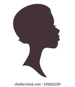 Girl face silhouette. Pretty african girl with short hair and modern hairstyle