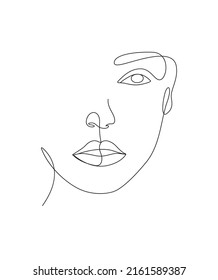 Girl Face Single Line Art Illustration Stock Vector (Royalty Free ...