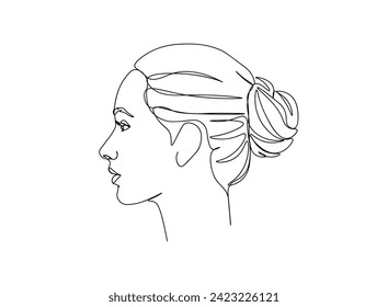 Girl Face single Line Drawing