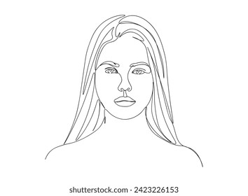 Girl Face single Line Drawing