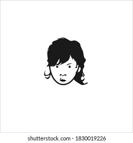 Girl Face Symbol Logo. Vector Illustration.