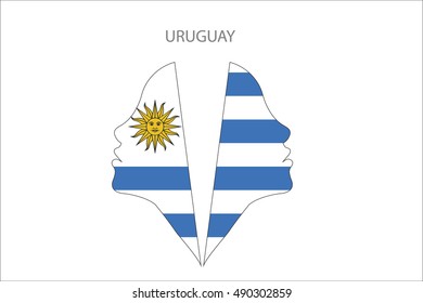 Girl face with URUGUAY flag vector