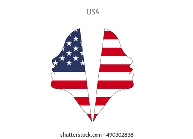 Girl face with USA flag vector