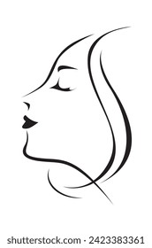 Girl Face Vector. Black and White lady. gorgeous illustration