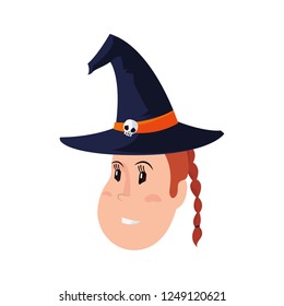 girl face with witch hat