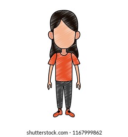 Girl faceless cartoon scribble