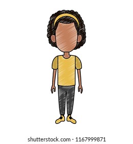 Girl faceless cartoon scribble