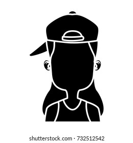 Girl faceless with hat cartoon