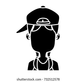 Girl faceless with hat cartoon