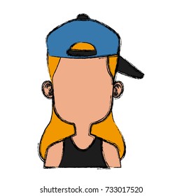 Girl faceless with hat cartoon