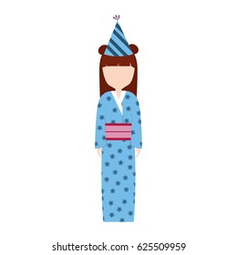 girl faceless japan clothes traditional
