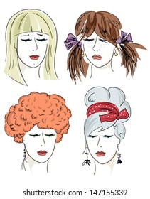 Girl faces set