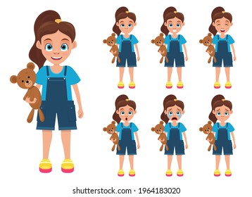 Girl with facial expressions vector design illustration isolated on white background