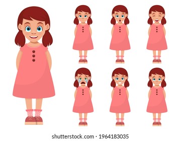 Girl with facial expressions vector design illustration isolated on white background