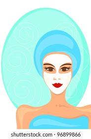girl with facial mask vector illustration