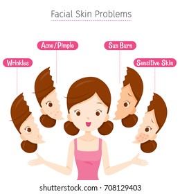 Girl With Facial Skin Problems, Facial, Beauty, Cosmetic, Makeup, Treatment, Healthy