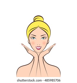 girl facials spa color vector