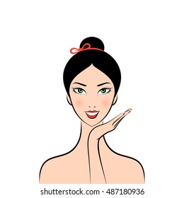 girl facials spa color vector