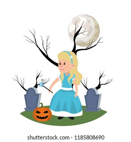 girl with fairy godmother costume and full moon