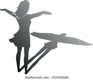 Girl - falcon, wings, vector art 