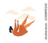 A girl falling into the abyss. Guy falls back down. The concept of dismissal, job loss, falling into the abyss. Mental health. Vector illustration on white background. 