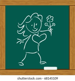 girl falling in love with heart