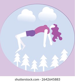 girl falling from the sky vector design clean and unique latest illustration