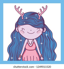 girl fantastic creature with antlers and hairstyle