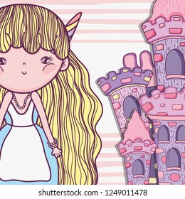 girl fantastic creature with horns and castle
