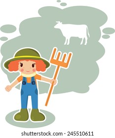 girl farmer in vector format