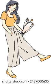 girl fashion cartoon character illustration korean style drawing