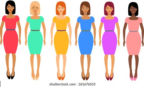 Three Women Flat Style Icon People Stock Vector (Royalty Free ...