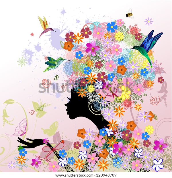 Girl Fashion Flowers Stock Vector (Royalty Free) 120948709
