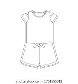 girl fashion. rompers vector drawing