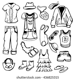 Girl Fashion Wear Set Teenage Dressclothing Stock Vector (Royalty Free ...