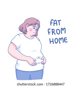 Girl fat from home concept design of vector.