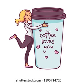 Girl with a favorite coffee.