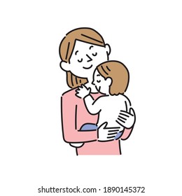 A girl feeling happy in her mother's arms