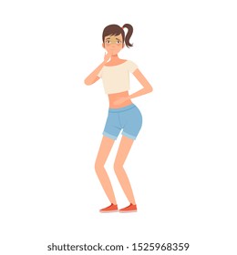 The Girl Feels Bad character Illustration Vector