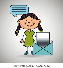 girl female message chat vector illustration graphic