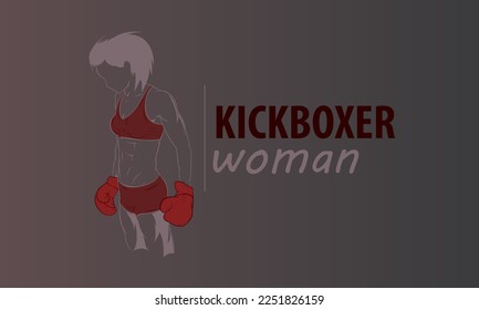 The girl is a fighter, a kickboxer. Poster. Logo. Vector illustration.