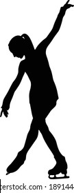 girl figure skater black silhouette on white background