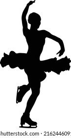 Girl Figure Skater Black Silhouette