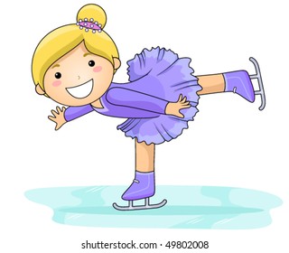 Girl Figure Skating - Vector