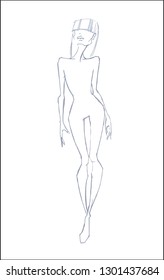 Girl figure sketch pattern.