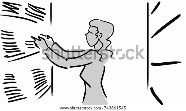 Girl File Cabinet Woman Retrieves Documents Stock Vector Royalty Free 743861545