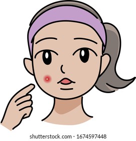 A girl finding an acne.